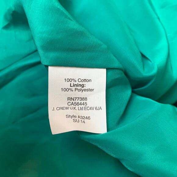 J. Crew Green Jacquard Matelasse Drop Waist Skirt Jade Teal Peplum Ruffle 0 XS - Picture 10 of 10